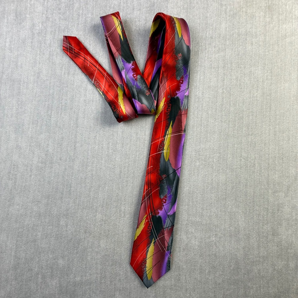 Garcia Sun Movement Collection 62 Abstract Art Necktie Red Purple Yellow Mens